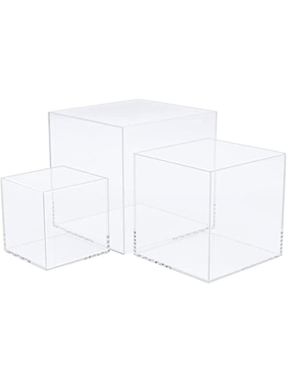 3pcs Acrylic Cube Display Stands Box Risers with Hollow Bottoms, Food Risers